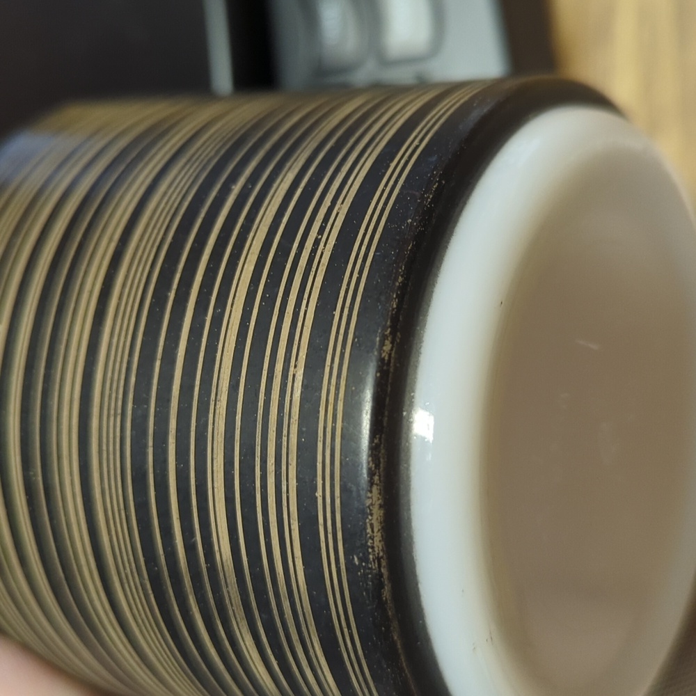 Pyrex Terra Mug Black and Tan Cup Vintage Kitchen - Picture 10 of 11